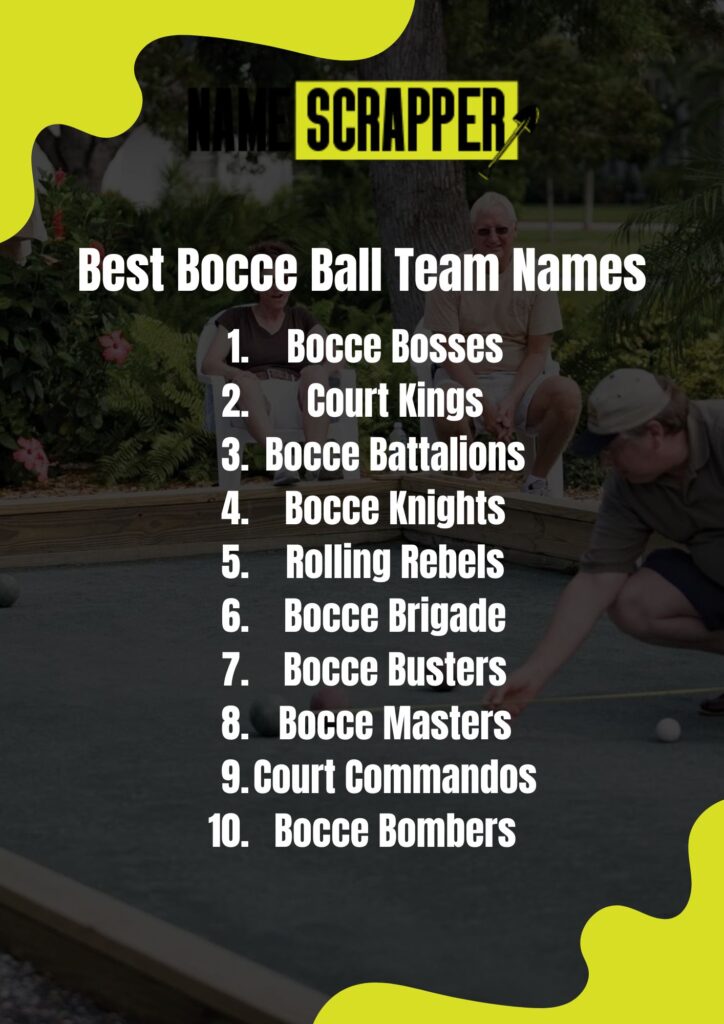 Best Bocce ball team names