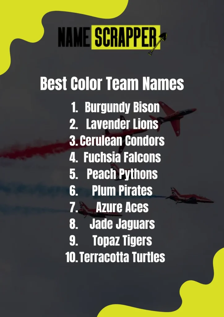 Best Color Team Names