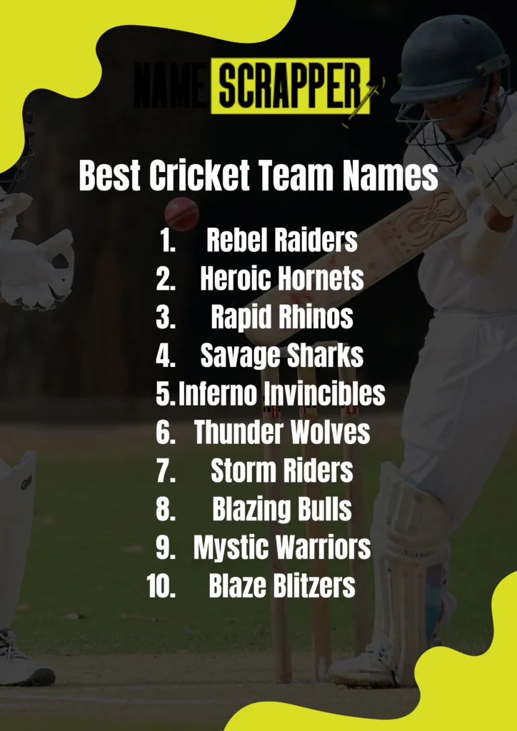 Best Cricket team names