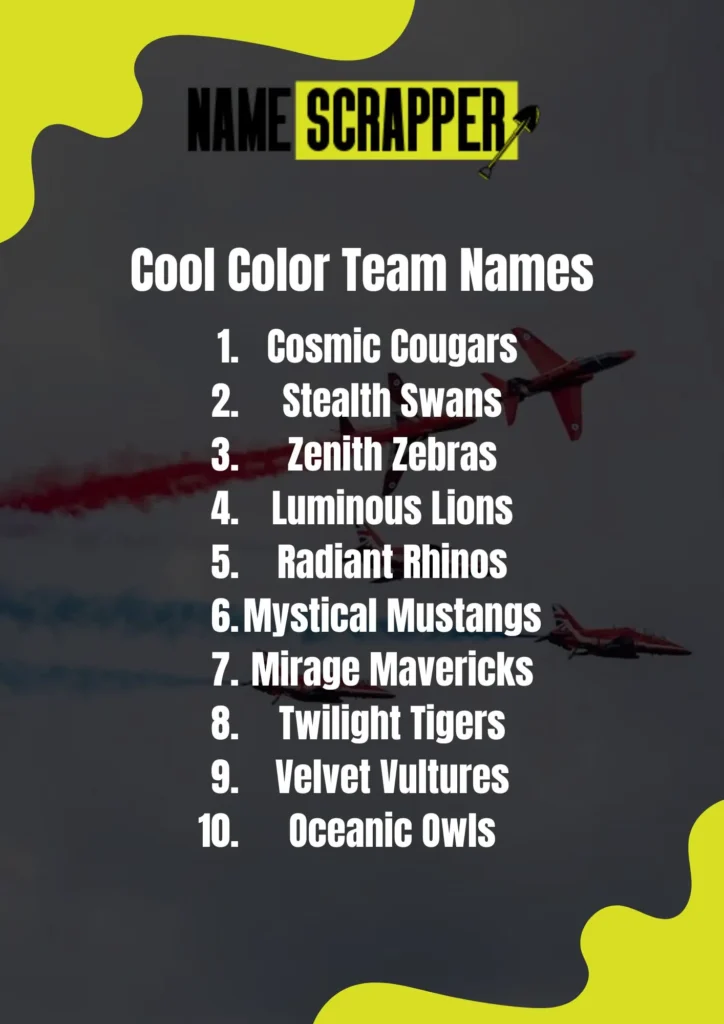 Cool Color Team Names