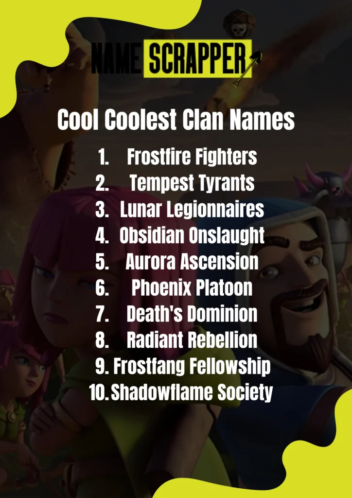 280 Best & Coolest clan names - NameScrapper