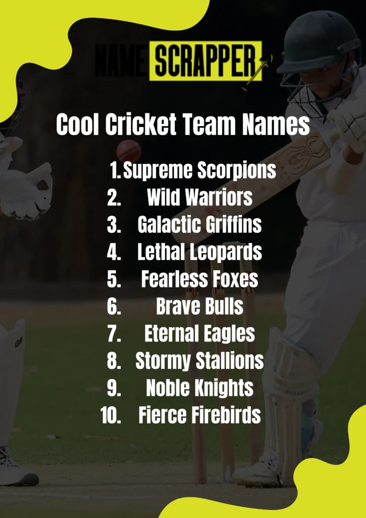 Cool Cricket team names