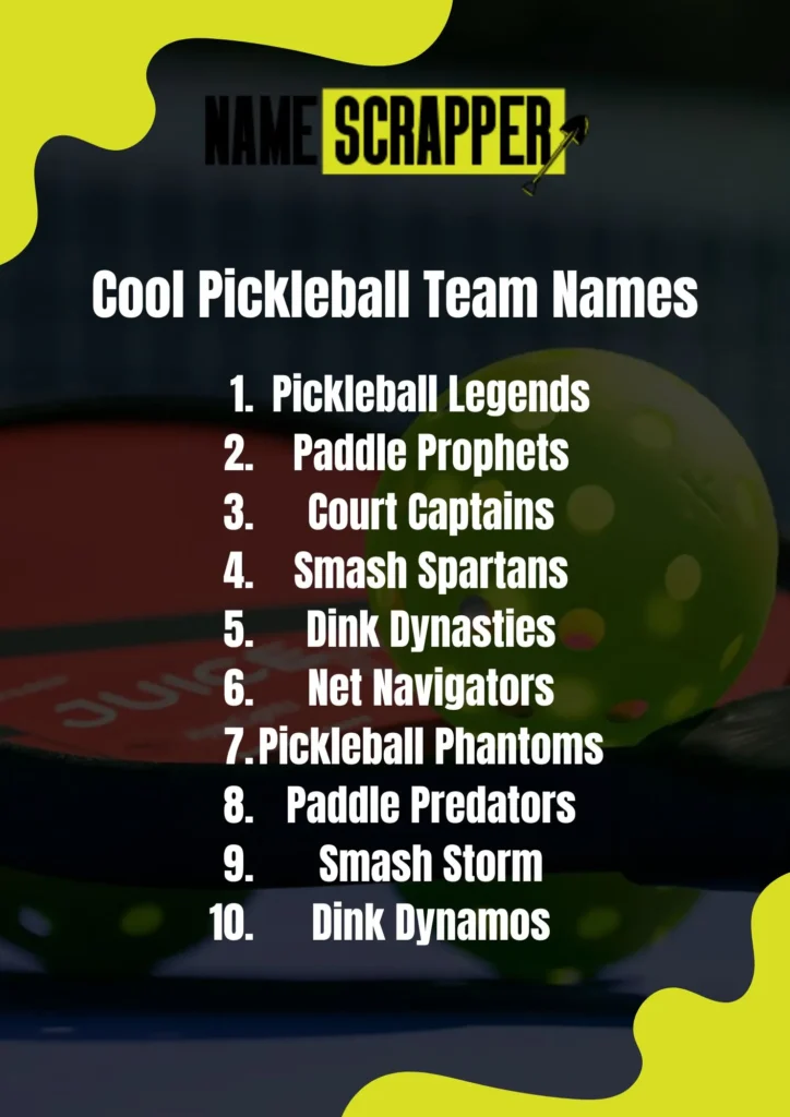 Cool Pickleball Team Names