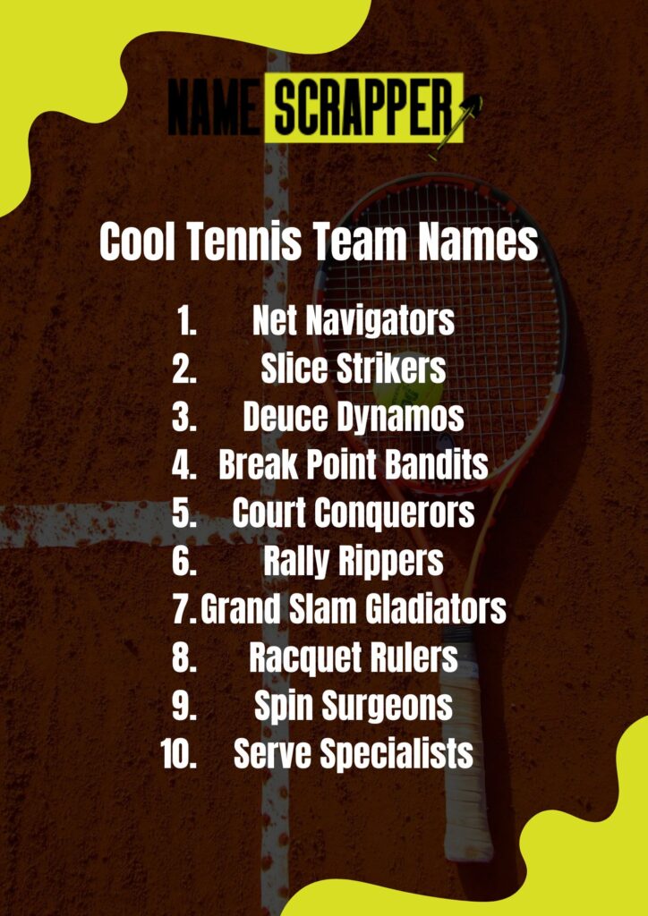 Cool Tennis Team Names