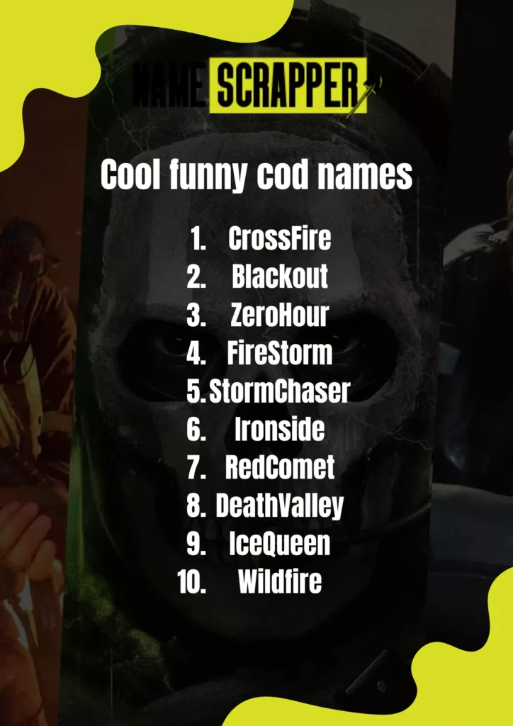 Cool funny Cod names
