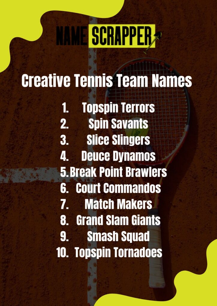Creative Tennis Team Names