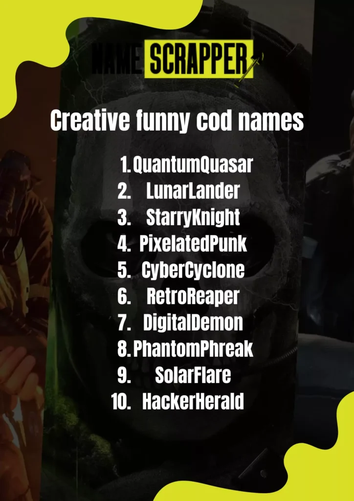Creative funny Cod names