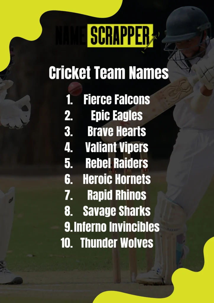 Cricket team names