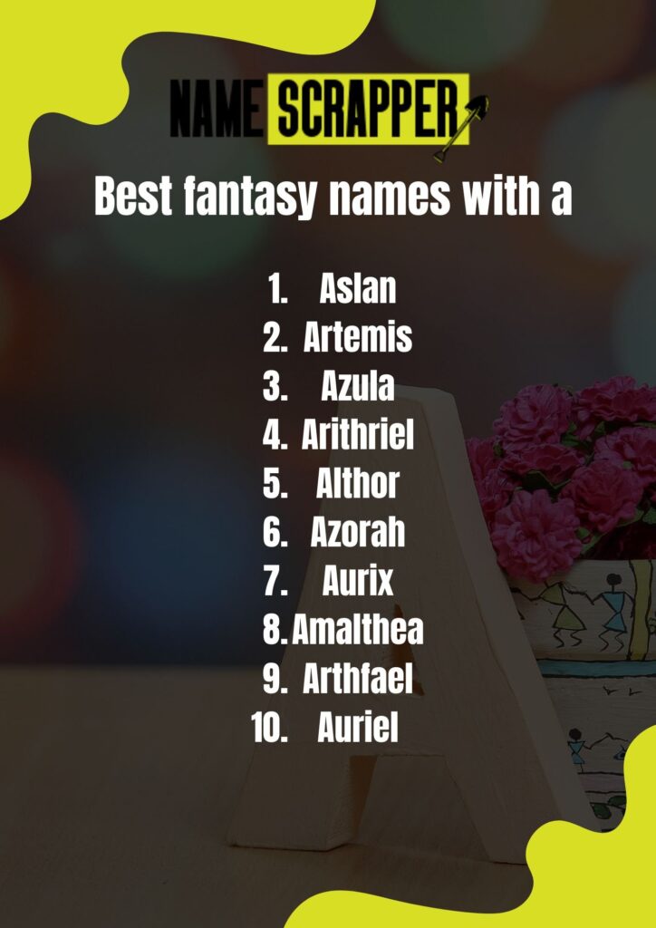 best fantasy names with a