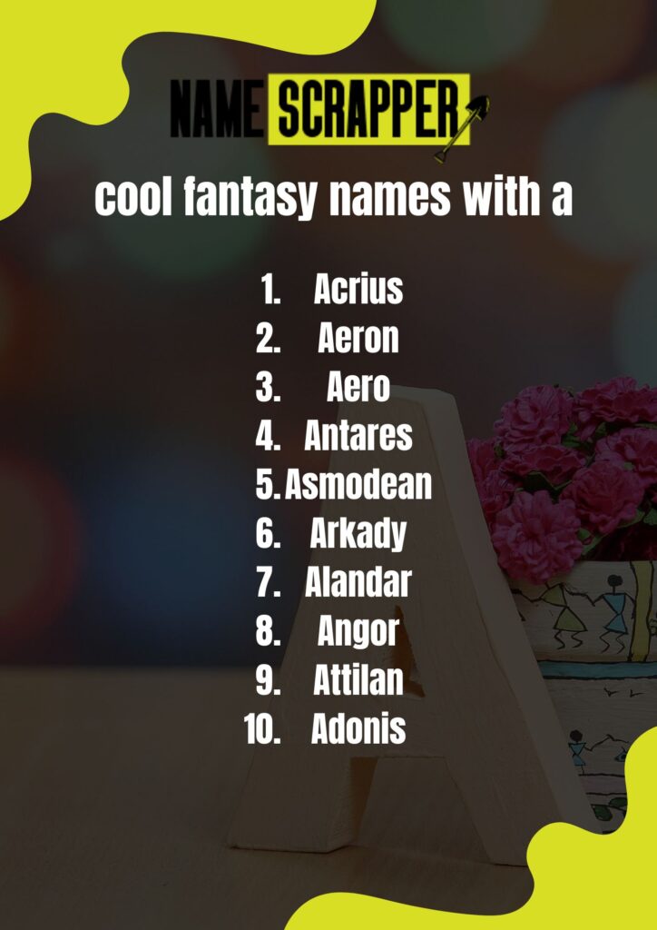 cool fantasy names with a