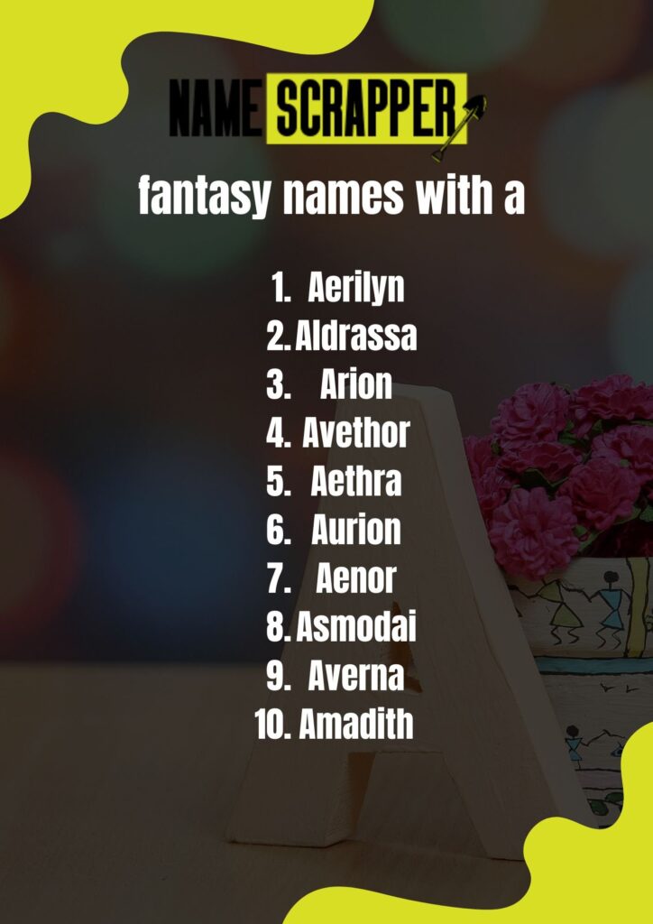 fantasy names with a