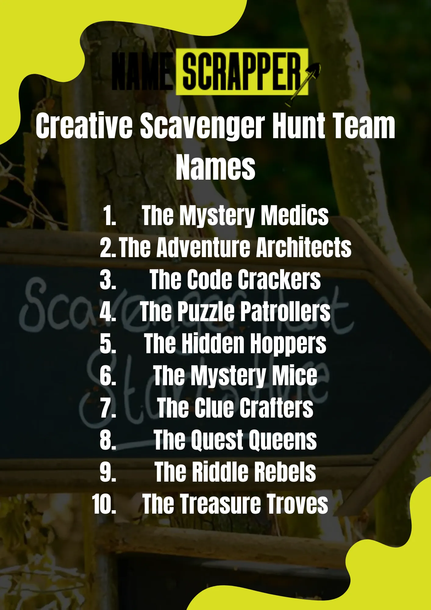Creative Scavenger Hunt Team Names
