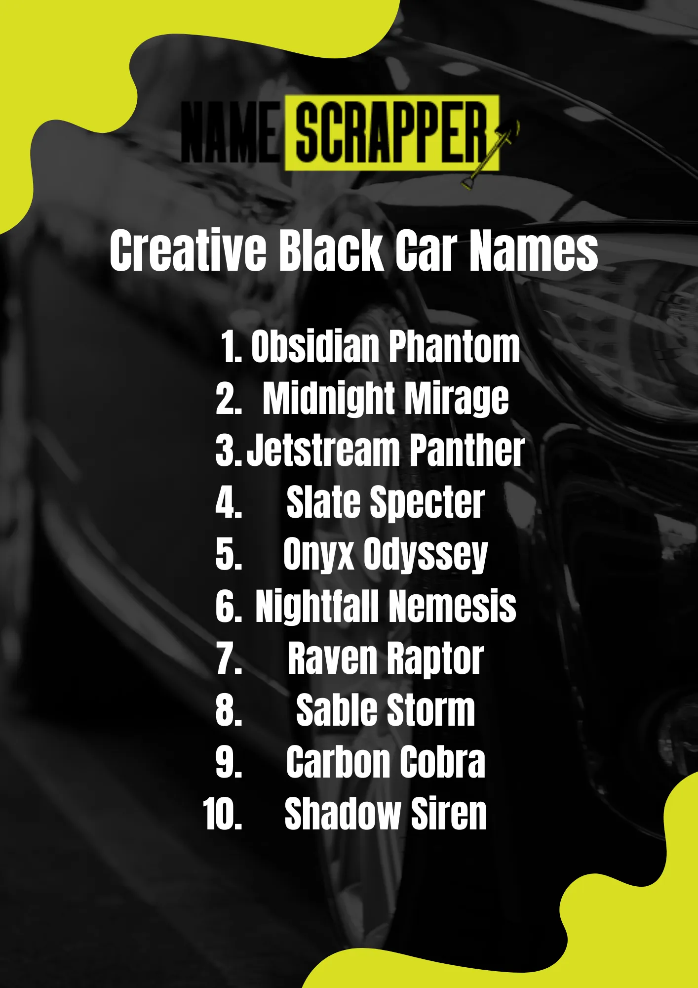 Creative Black Car Names